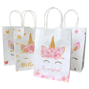 

10Pcs/Lot Unicorn Party Paper Gift Bags For Baby Shower Birthday Party Decor Candy Box Favors Event Party Supplies