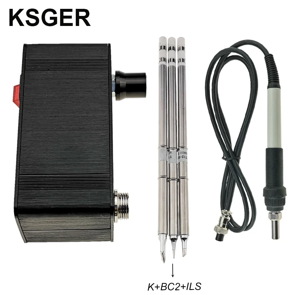KSGER T12 Мини паяльная станция STM32 V3.1S OLED DIY ручка из алюминиевого сплава электрические инструменты держатель авто-сна T12 железные наконечники - Цвет: Sets 4