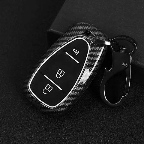 Углеродное волокно сплав+ силиконовый Автомобильный Дистанционный корпус умного ключа Fob Крышка для CHEVROLET MALIBU EQUINOX CRUZE CAMARO - Название цвета: B Black