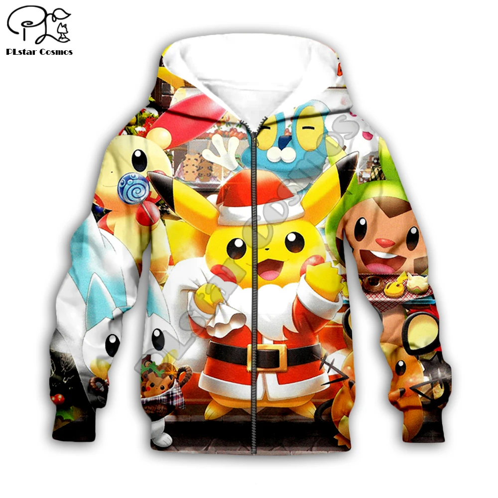 Kids Children Clothes Merry Christmas pikachu 3D Hoodie baby boy Girl pokemon print Pullover cartoon Long Sleeve Sweatshirt suit