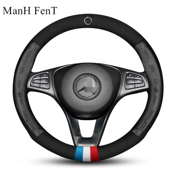 

ManH FenT Mercede Fur Genuine Leather Car Steering Wheel Cover For Mercede Benz W204 W205 W210 W211 W212 W203 W176 CLA GLA SLC