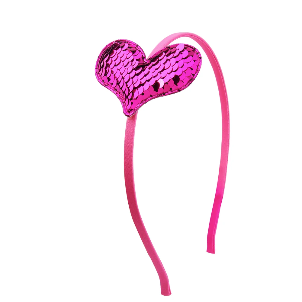 Rose red headband Meimile Блестки для волос для девочек, ободок с сердечком для детей, Русалочка, аксессуары для волос, детская Двусторонняя любовь - Цвет: Rose red headband