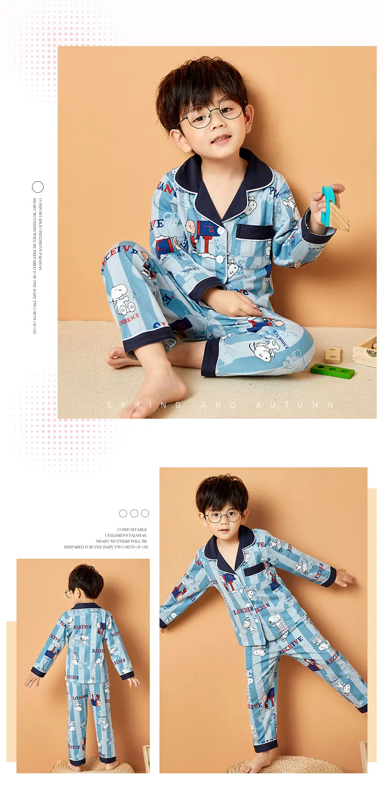 New Cardigan Sleepwear Set 2021 Spring Boys Clothes Suit Autumn Long Sleeve Children Pajamas Set Girls Nightwear Tracksuit Sleepwear & Robes hot