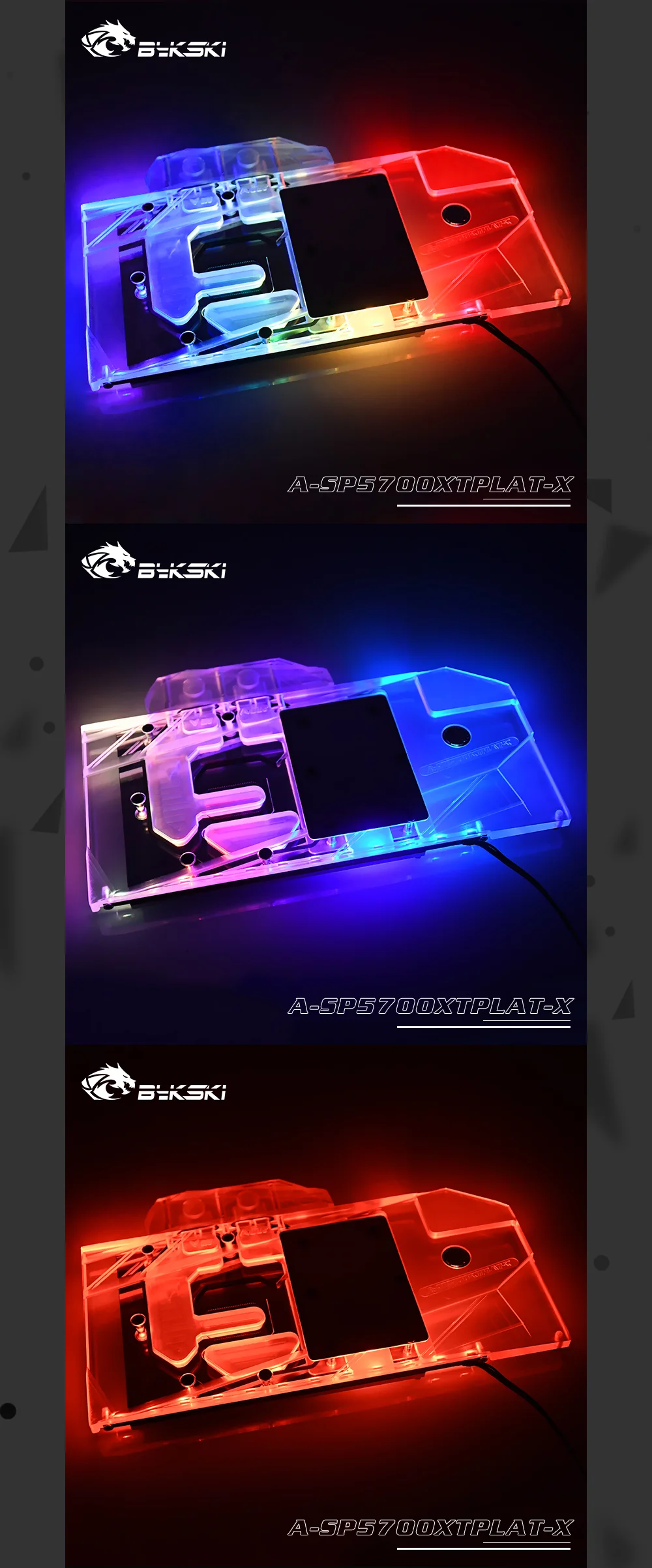 Bykski A-SP5700XTPLAT-X блок водяного охлаждения GPU для Sapphire Radeon RX 5700 XT Nitro+ компьютерный компонент рассеивания тепла