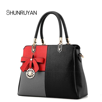 

SHUNRUYAN New Fashion Women Handbag PU Leather Shoulder Crossbody Bags With Pendant Bolsa Female Party Handbags