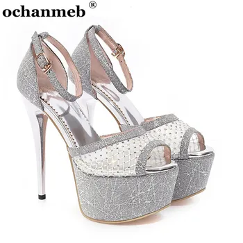 

ochanmeb Sexy Platform Sandals Women Stiletto Heels Net Shoes Woman Large Size 48 13 14 Party Wedding Night Club Sandals Shoes