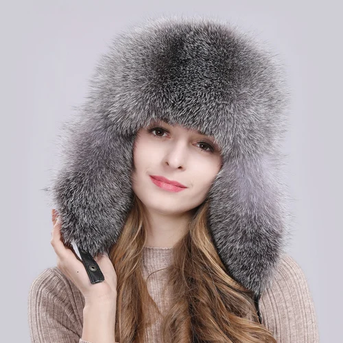 grey Хит, новинка зимы, настоящая лиса, бонтмуты, мужская, натуральная кожа, шапка, повседневная, теплая, мягкая, Россия, настоящая, Vosenbont, шапка-бомбер s - Цвет: grey