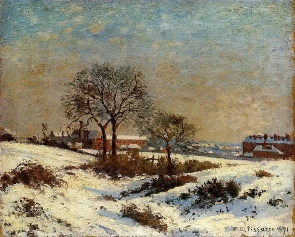 14 Handmade Art Paintings by Teachers - landscape under snow upper norwood Camille Pissarro French Oil Painting on Canvas | Дом и сад