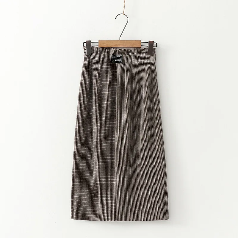 

Vertical Horizontal Stripes Joint High-waisted Versatile Skirt Female Winter New Style Korean-style Slim Fit Slimming Skirt S299