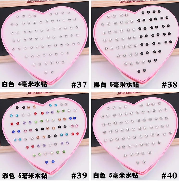 Stud Earrings Multicolor Cryatal 36 Pairs Cartoon Hypoallergenic Plastic Stud Earrings Set For Women Girl Wedding Christmas Gifts Jewelry