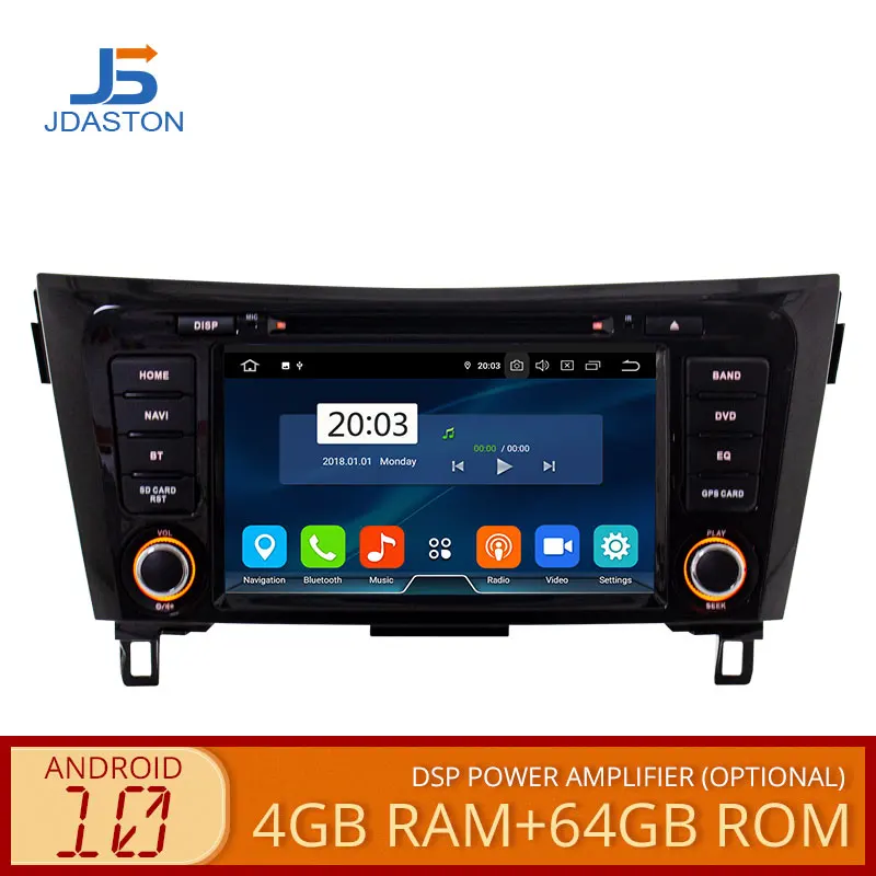 JDASTON Android 10 автомобильный мультимедийный плеер для Nissan qashqai X-Trail 2014-2018 WIFI DVD CD GPS