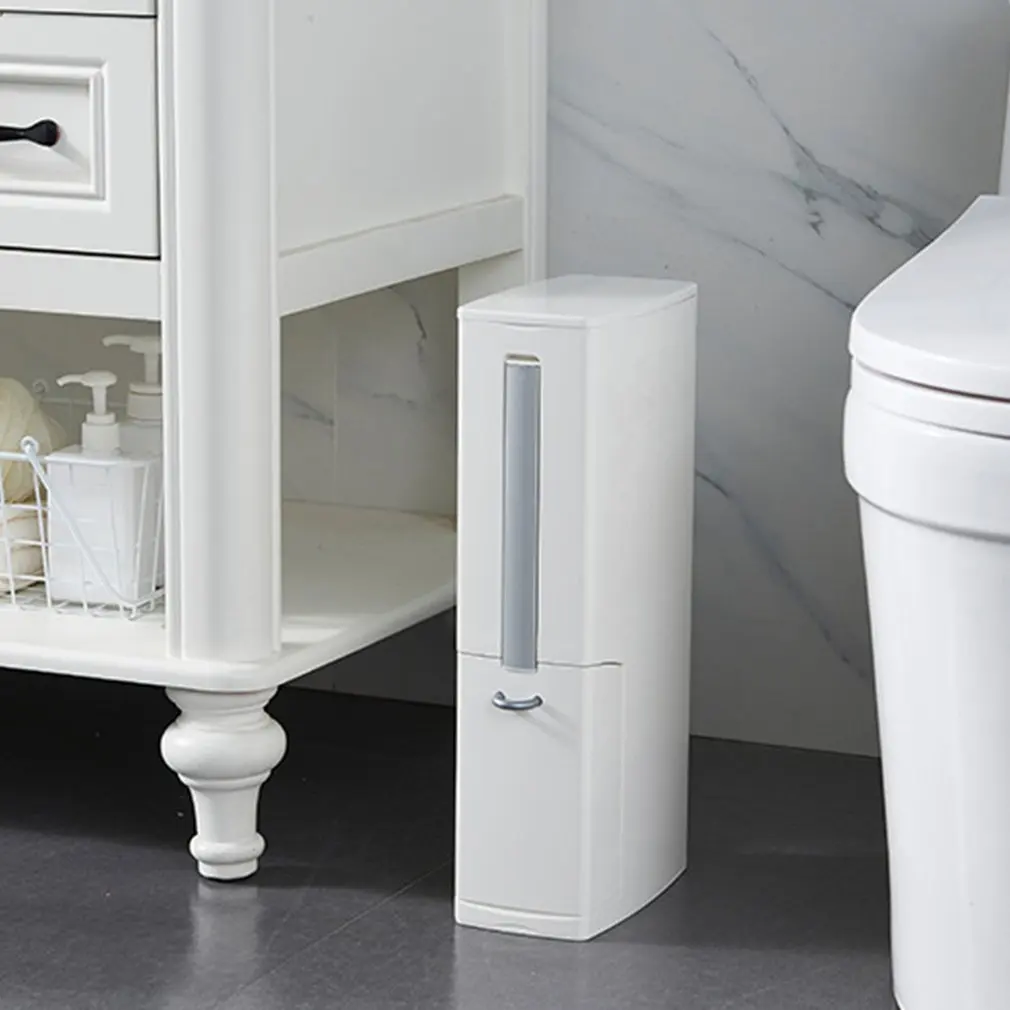 Japanse Stijl Integrated Trash Can Toilet Brush Set Bathroom Quilting Trash Can Cleaning Brush With Cover Edgy