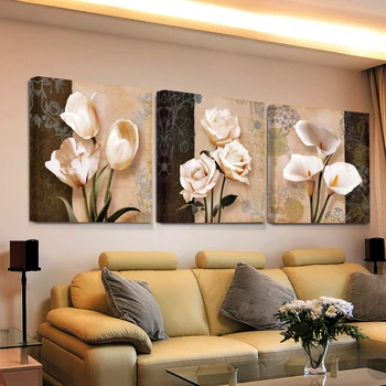 

Wall Art Home Decor Framework Canvas Pictures 3 Pieces Abstract Tulip Flowers Paintings For Living Room HD Prints Posters