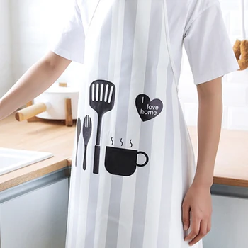 

3 Types Print Pattern Apron Chef Waiter Kitchen Cook Apron With Pockets Polyester Halter Bib For Man Woman