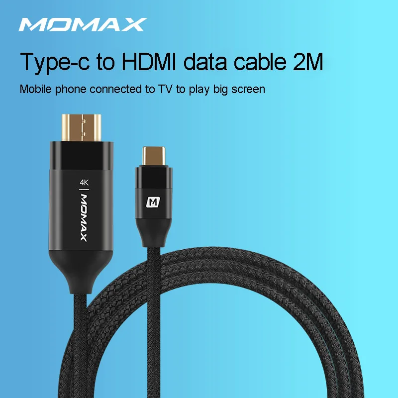 

Momax DTH1 4K cable with same screen (USB C to hdmi-2m) Turn HDMI Type - C same frequency transmission is faster