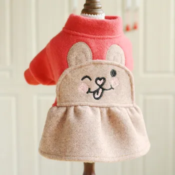 

Dogs Pets Clothing Pet Dog Autumn and Winter Cute Princess Teddy Puppies Pink Blush Bunny Woolen Skirt Dog Clothes Dog Supplies