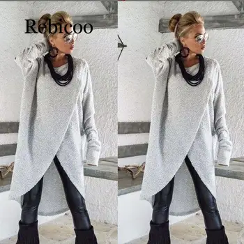 

Women Long Sleeve Sweater Ladies Casual Loose Solid O-Neck Jumper Pullover Tops Regular Size Autumn Winter Clothes Cotton Blend