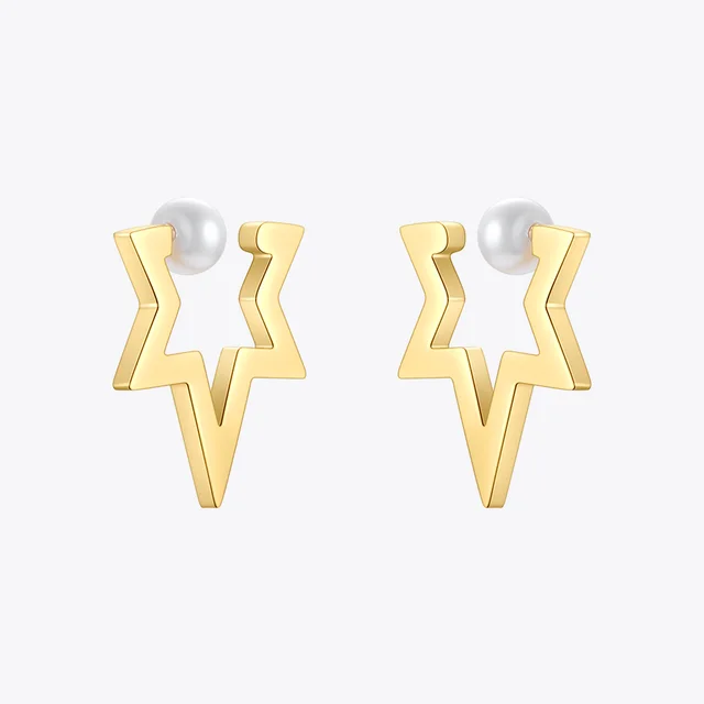 ENFASHION Pearl Star Ear Cuff Gold Color Earrings For Women Stainless Steel Fake Piercing Earings 2021 Fashion Jewelry E211329 5