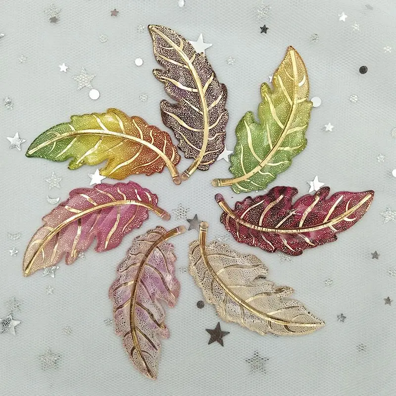Mixed color 7 шт одно отверстие радужные листья в форме смолы Стразы аппликация ювелирные изделия ремесла украшения кулон кристаллы плоские с оборота камни - Цвет: Mixed color