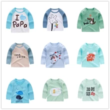 Детская одежда футболка с длинными рукавами для маленьких мальчиков хлопковая одежда для маленьких девочек с буквенным принтом