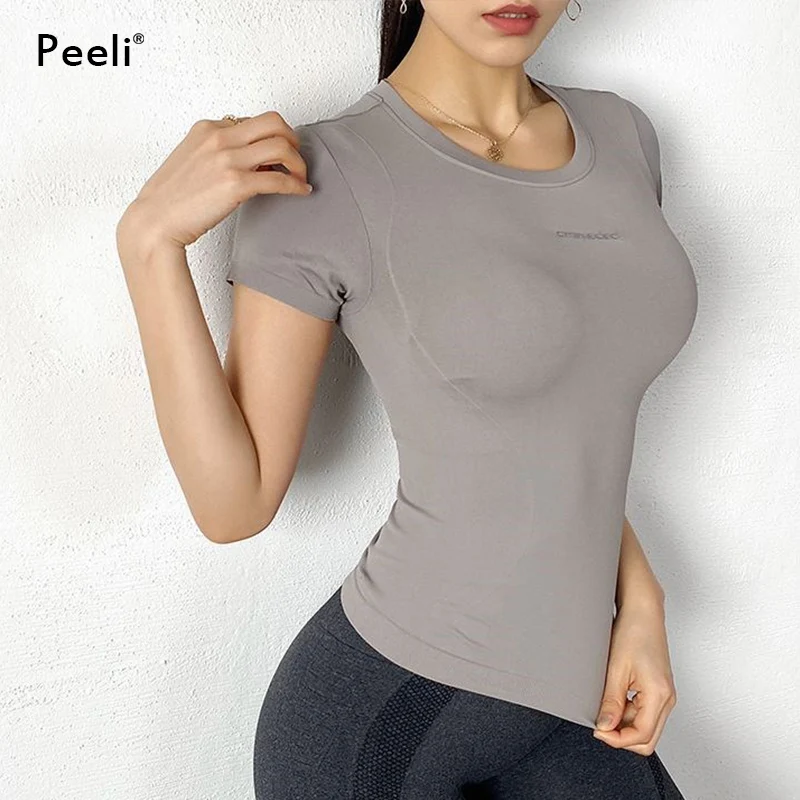 Peeli Short Sleeve Running Shirts Gym Breathable Yoga Tops T Shirts Sports Jersey Women Tank Top Fitness Female Sportswear sports t shirt yoga top yoga shirt sports shirt sports tank