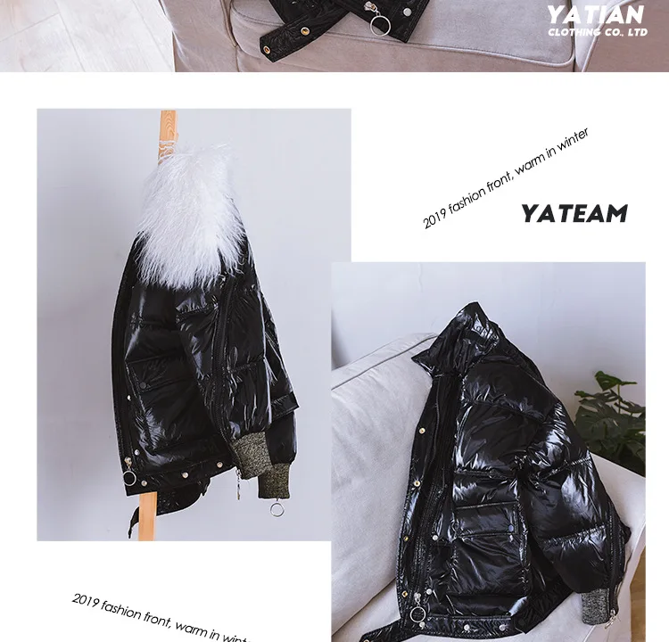 Female Down Jacket Loose Korean Beach Wool Large Fur Collar Down Jackets Women Parka Short Student Down Winter Coat NS1570
