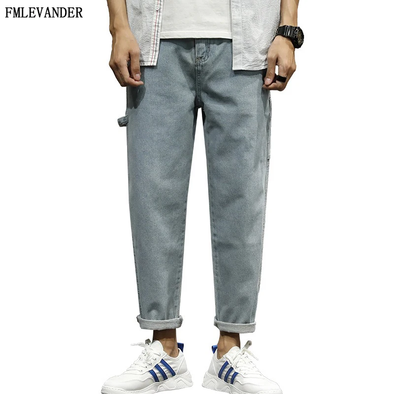 

New Korea Fashion Young Men Streetwear Solid Color Jeans Homme