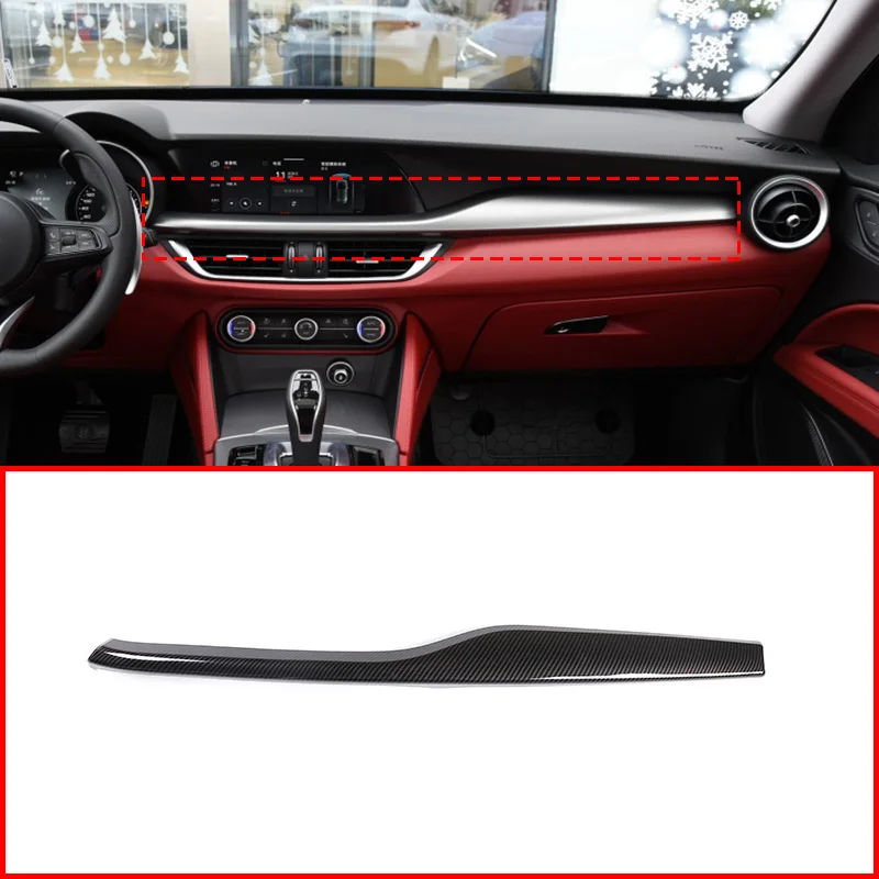 

Real Carbon Fiber For Alfa Romeo Stelvio 2017-2020 Car Dashboard Decoration Panel Trim Accessories Left Hand Drive