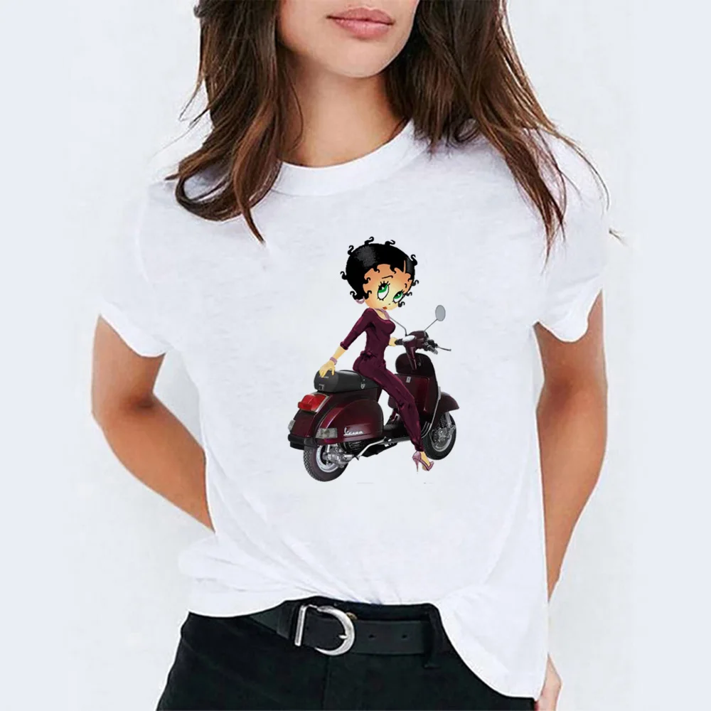 Футболка с рисунком Betty Boop, модная Корейская одежда для пар, хлопковый топ с короткими рукавами и принтом ангела, женская футболка 90s - Цвет: 23