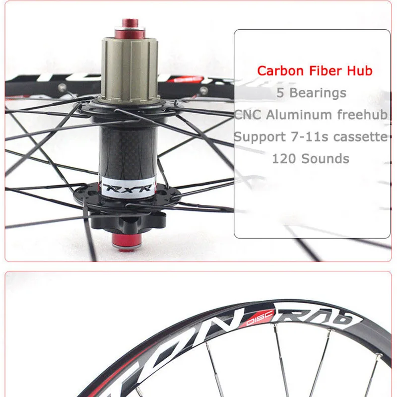 RXR MTB углеродная втулка колесного набора 26er 27,5 er 29er колесные диски для горного велосипеда колеса наборы дискового тормоза передние и задние 100/135 мм QR велосипедные колеса