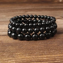 LanLi 8 мм натуральный ювелирные изделия черный Мода турмалин камни свободный браслет с бусинами быть пригодным для гламура rmen и женщин амулет