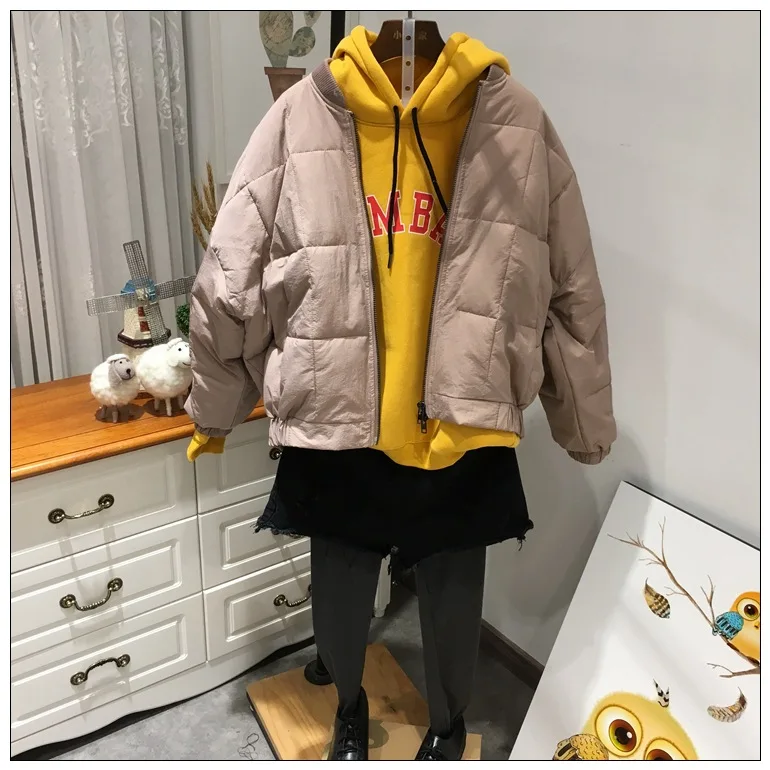 

18 Spring New Style Korean-style Simple Versatile Square Pattern Stand Collar down Coat Cotton Overcoat Warm Women's K339