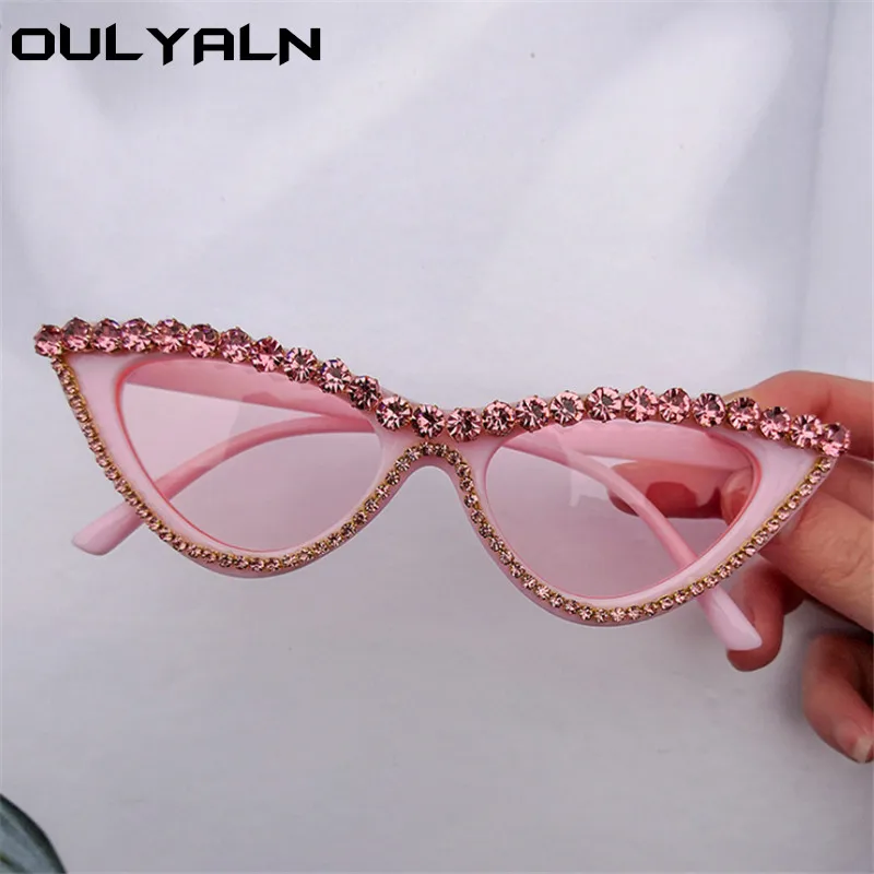 

Oulylan 2020 Trendy Cat Eye Sunglasses Women Fashion Luxury Diamond Sun Glasses for Ladies Shades Triangle Vintage Eyewear UV400