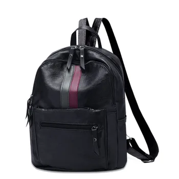 

HGCBB 16L Leather Female Backpack 2020 Women Leather Backpack Fashion Classic School Travel Backpacks Woman Bag Black Bagpack