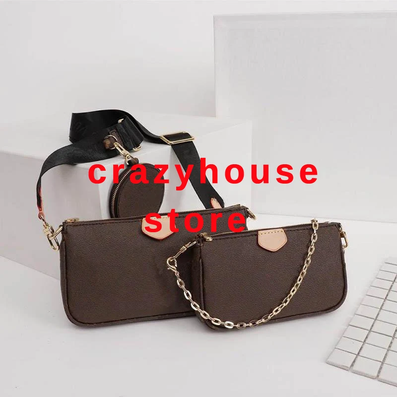 

3Pcs/set 2019 fashion bag chain quality genuine leather handbags lady simple shoulder crossbody coin case bag wallet purses tote