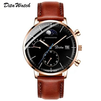

Fashion Mens Watches Top Brand Luxury Big Dial Military Quartz Watch Leather Waterproof Sport Chronograph Watch Men NEW 2019