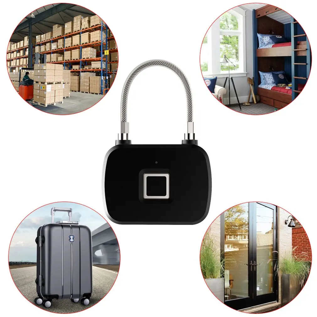 Travel Box Dormitory Door Fingerprint Lock Suitcase Student Dormitory Anti-Theft Long Standby Electronic Padlock