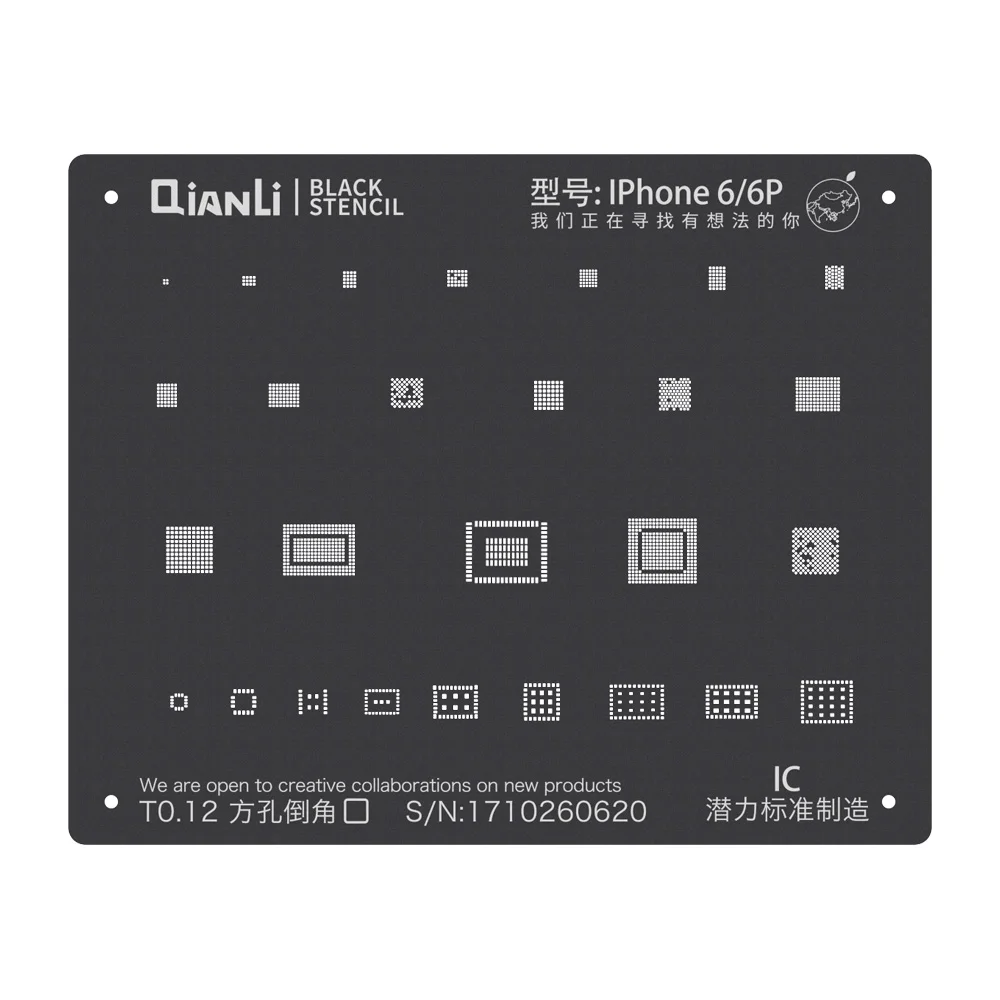 QIANLI завод жестяная черная сетка для iPhone 6 6P 6S 6SP 7 7P 8 X XS MAX XR IC ремонт посадки жестяная чистая платформа - Цвет: 6 6P