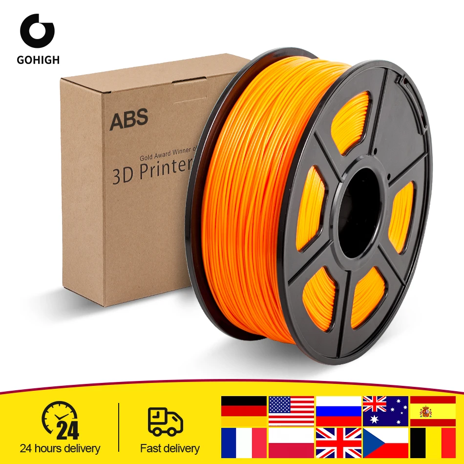 plastic used in 3d printing GOHIGH ABS Filament 1KG 1.75MM 1KG Per Roll Fast Delivery Colorful Filament Spool Wire Reprap For 3D Printer polycarbonate 3d printer