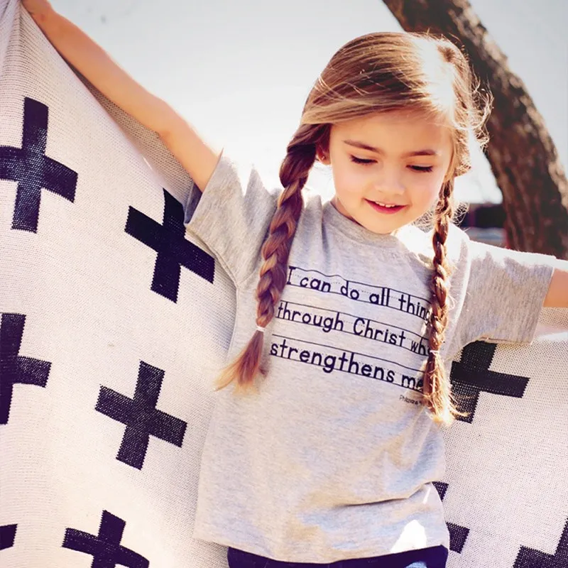 Casual Fashion Unisex Letter Printing Short Sleeve Summer T-Shirt Kids Toddler Blouse Set