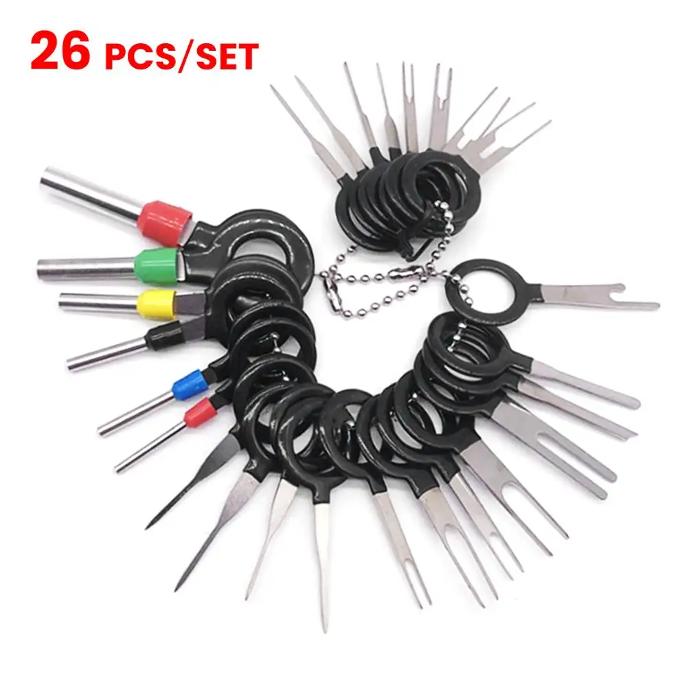 

26Pcs Automotive Plug Terminal Remove Tool Set Key Pin Car Electrical Wire Crimp Connector Extractor Kit Accessories