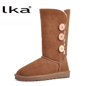 

LKa Australia Women Snow Boots 100% Genuine Cowhide Leather High Boots Warm Winter Boots Woman shoes large size 34-44