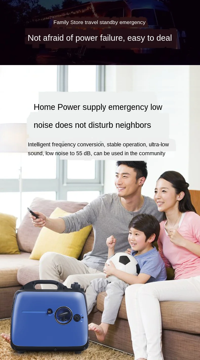 Gerador de Gasolina Portátil ao ar Casa Pequena Mudo Livre Mini Carregamento Portátil 3kw Conversão Freqüência 24v 220v portátil ao ar livre mini carregamento portátil 3kw conversão freqüência 24v