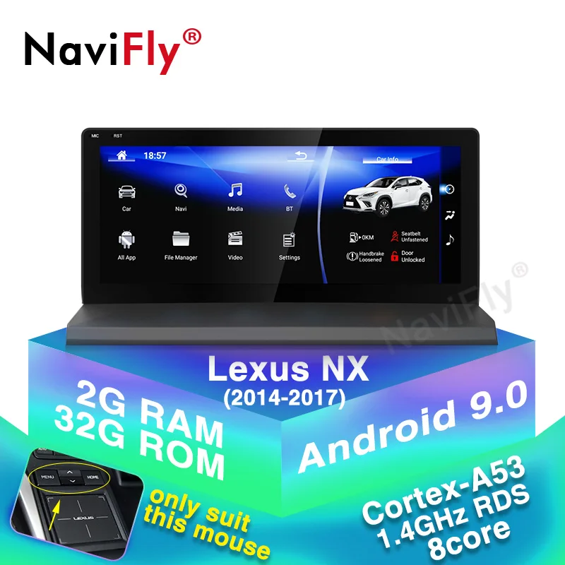 2din 10,2" 8 ядерный 2+ 32G Android 9,0 Автомобильный мультимедийный плеер для Lexus NX 200t 300h nx200T автомобильный проигрыватель с радио и GPS wifi BT кассеты - Цвет: 2014-2017 NX