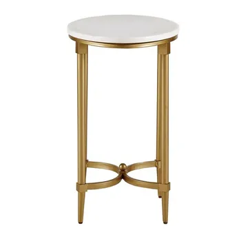 

Light luxury ins wind Nordic golden wrought iron marble coffee table round sofa corner several small side table living room side