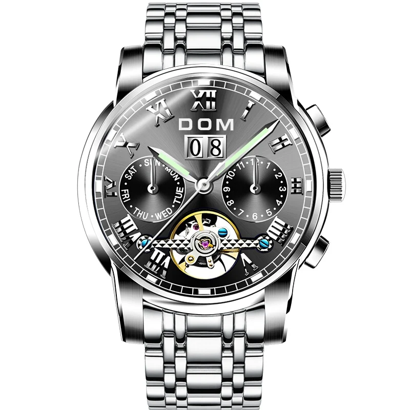 Мужские часы DOM брендовые механические Спортивные часы водонепроницаемые часы мужские роскошные модные наручные часы с турбийоном Reloj Homrbre M-75D-1M