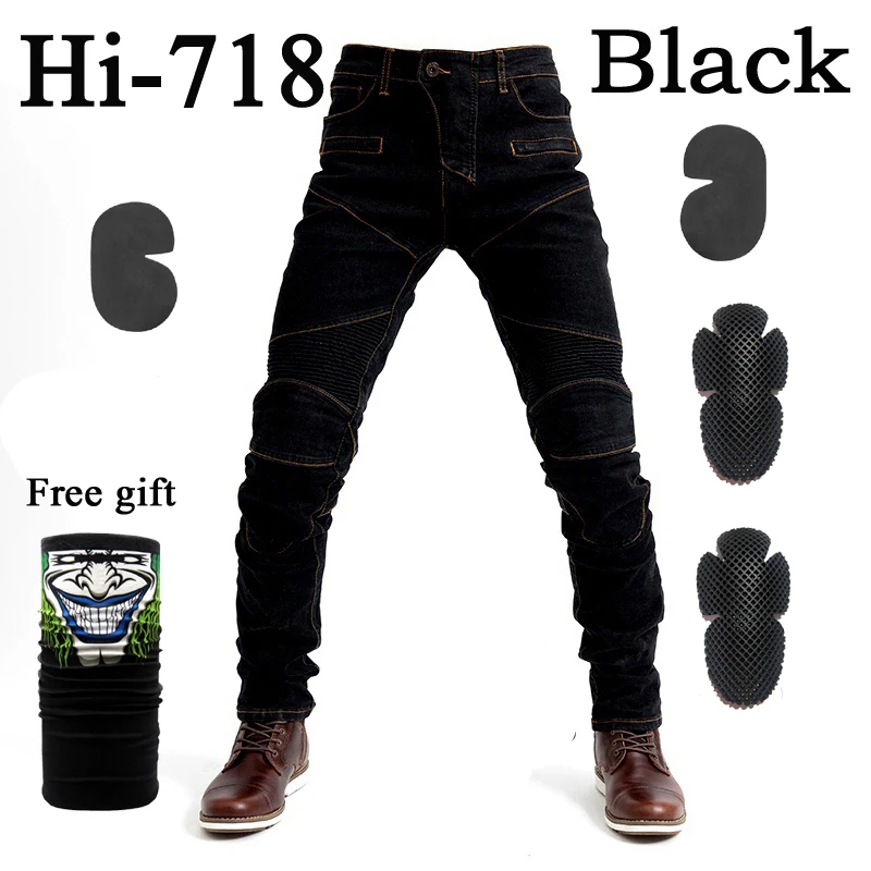 Hi-718 Black C Новинка, 718 штаны для мотоциклистов, мужские мотоциклетные джинсы, защитное снаряжение для езды на мотоцикле, брюки для мотокросса, мото штаны - Цвет: Hi-718 Black C