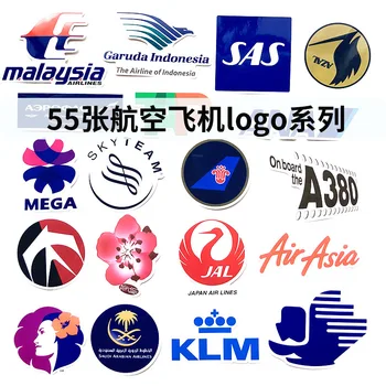 

55 pcs air plane company LOGO Stickers Toys for adult Children Travel Sticker to DIY Scrapbooking Suitcase Laptop Car Motorcycle
