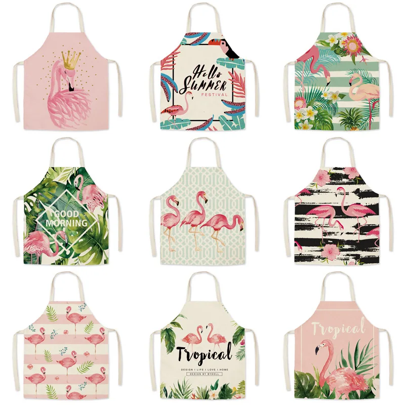 

1 Pcs Swan Birds Printed Sleeveless Cotton Linen Apron Kitchen Brief Women Home Cooking Baking Waist Bib 75x65cm