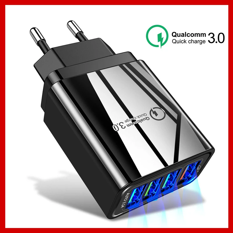 Сетевое зарядное устройство с 4 USB портами и поддержкой быстрой зарядки|Зарядные